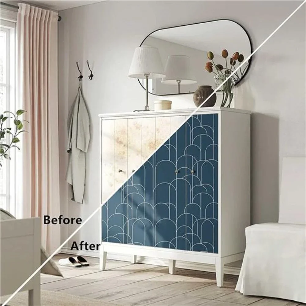 Modern Blue Geometric Wallpaper Matte Navy Blue 17.71 in X 118